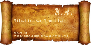 Mihalicska Armilla névjegykártya